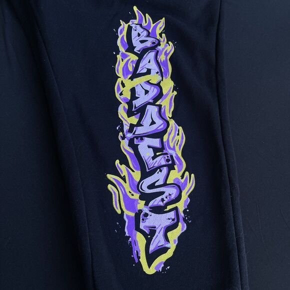 Grafitti Spellout Womens Sweatpants Large Black Jogger Pants Athleisure Hip Hop - Picture 3 of 9